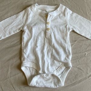 GAP Cream Long Sleeve Baby Onesie